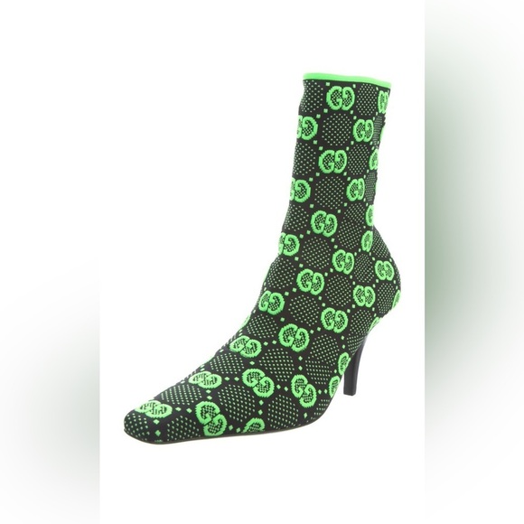 NEW Gucci GG Neon Green Sock Boots - Picture 2 of 13